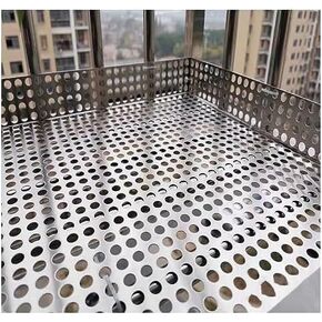 لوح مثقوب من الفولاذ المقاوم للصدأ، لوح مثقوب من الفولاذ المقاوم للصدأ 304 - لوح معدني شبكي دائري لحماية الشرفة، أمان ضد السقوط، لوح مثقوب متين (20 × 120 سم) - مثالي للمنزل in Kuwait