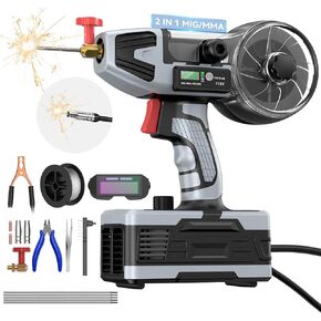 آلة لحام محمولة 110 فولت، ماكينة لحام محمولة مع عاكس IGBT 5 تعديل تيار متغير، مسدس لحام كهربائي بعصا القوس الكهربائي لقضبان 1/16 بوصة - 1/8 بوصة، حقيبة حمل و20 قضيبًا متضمنة in Kuwait