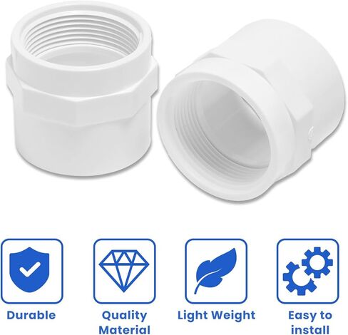 6 قطع تركيب أنابيب محول أنثى PVC مقاس 1 بوصة، وصلة محول خيط تركيب الأنابيب البلاستيكية البيضاء، وصلة توصيل الأنابيب الملولبة، مقبس x NPT أنثى، Sch40 in Saudi Arabia