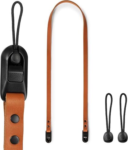 Slim Leather Camera Strap with Quick Release, Neck Adjustable Camera Shoulder Strap DSLR SLR Compatible with All Camera Brands, Classic/Black in Kuwait