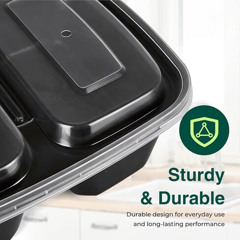100 Pack (200-Piece)32 oz Meal Prep Containers,2-Compartment Reusable Food Storage Containers with Lids,Microwave Freezer Dishwasher Safe,Sturdy Leakproof&BPA Free Bento Box for To Go Take Out in Saudi Arabia