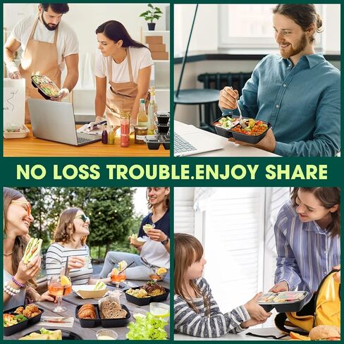 100 Pack (200-Piece)32 oz Meal Prep Containers,2-Compartment Reusable Food Storage Containers with Lids,Microwave Freezer Dishwasher Safe,Sturdy Leakproof&BPA Free Bento Box for To Go Take Out in Saudi Arabia
