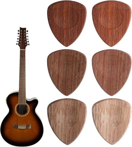 Wooden Guitar Picks, 6Pcs Bulk Guitar Picks for Guitarists, Musicians, Acoustic Guitars, Bass, Ukulele Lover in Saudi Arabia