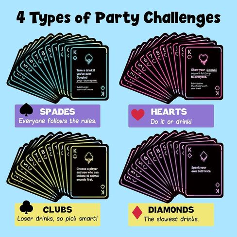 Broytain Drunk Poker Drinking Games for Adults, Card Games for Game Night, Couples Game for Date Night, Adult Party Drinking, Holographic Playing Cards, Social Fun with Friends, Age 21+ in Kuwait