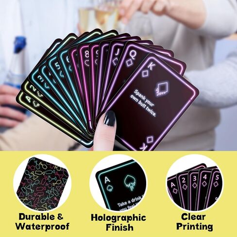 Broytain Drunk Poker Drinking Games for Adults, Card Games for Game Night, Couples Game for Date Night, Adult Party Drinking, Holographic Playing Cards, Social Fun with Friends, Age 21+ in Kuwait
