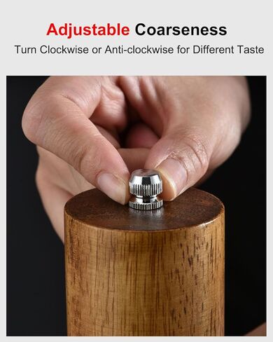 Pepper Grinder Salt Grinder Wooden Pepper Mill Grinder w/Adjustable Coarse, 6 inch Wood Refillable Manual Pepper Grinder Mill Peppermill for Black Peppercorn, Easy Clean in Kuwait