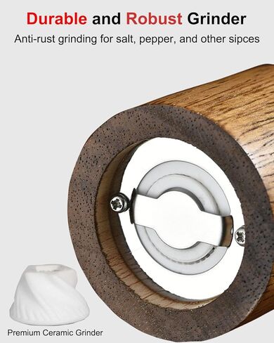 Pepper Grinder Salt Grinder Wooden Pepper Mill Grinder w/Adjustable Coarse, 6 inch Wood Refillable Manual Pepper Grinder Mill Peppermill for Black Peppercorn, Easy Clean in Kuwait