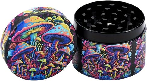 Manual pepper grinder, metal grinder - four-layer adjustable grinder (2-inch abstract mushroom pattern) in Saudi Arabia