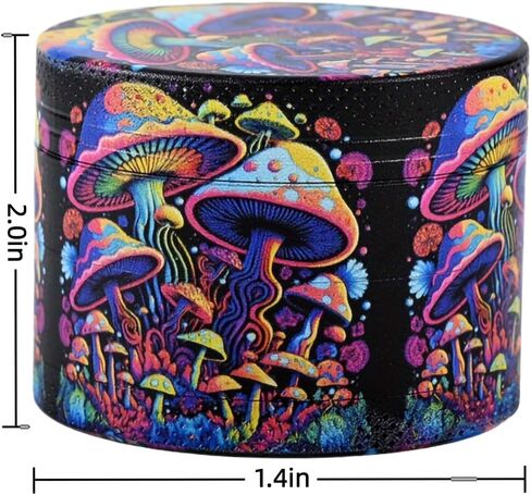 Manual pepper grinder, metal grinder - four-layer adjustable grinder (2-inch abstract mushroom pattern) in Saudi Arabia