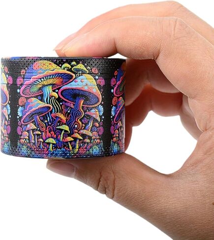 Manual pepper grinder, metal grinder - four-layer adjustable grinder (2-inch abstract mushroom pattern) in Saudi Arabia