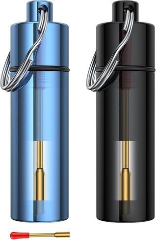 Portable Mini Pepper Shaker, 2 Pack Small Metal Storage Bottles with Keyring Waterproof Aluminum Storage Container Holder Keychain - Blue Black in Saudi Arabia