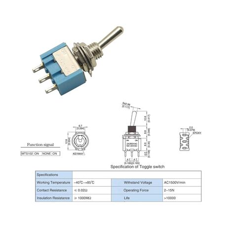 10pcs Mini Spdt Toggle Switch,Spdt Switch,Mini MTS-102 3-Pin SPDT ON-ON 6A 125VAC Toggle Switches in Saudi Arabia