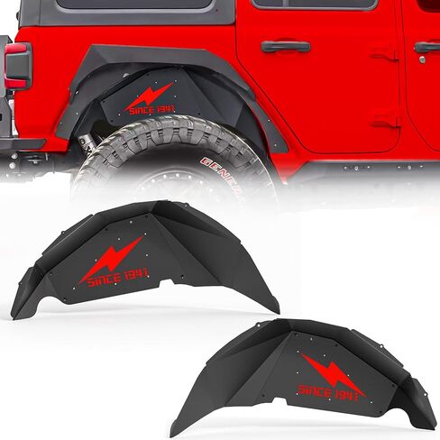 لجيب JL JL Front Inner Fender Liner متوافق مع 2018 2019 2020 2021 2022 2023 2024 Jeep Wrangler JL Jlu & Gladiator JT 2/4 Doors ، Bolt-On Well Liners Protect Off-Road Protection in Saudi Arabia