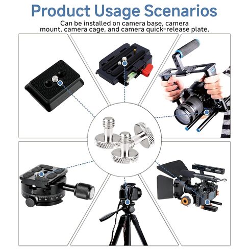 1/4"-20 Camera Screw Set, 16-Pack Stainless Steel Tripod Mount Screw, for Camera Cage, Tripod, Monopod, Quick Release Plate, Photography & Projector Mount Equipment in Kuwait