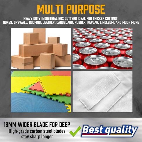 Amartisan 14-Piece Retractable Box Cutter, Utility Knifes for Boxes, Cartons, Cardboard Cutting, 18mm & 9mm Wide Blade Cutter, Very Suitable for Office and Home Use. in Kuwait