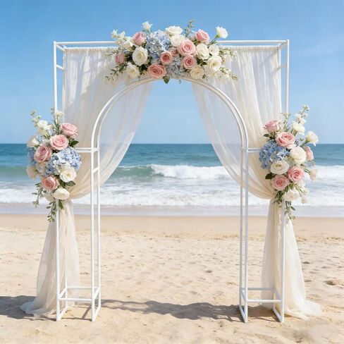 إطار قوس الزفاف بأنبوب مربع 16 مم، إطار خارجي مستطيل مع تصميم قوس داخلي، دعامة معدنية متينة لحفلات الزفاف والاحتفالات وديكورات المناسبات، أبيض in Kuwait