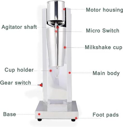 Commercial Milkshake Machine, 180W Electric Drink Mixer with 800ML Cup, Smoothie Milk Shake Maker, Ice Cream Blender, for Protein Shakes and Mixing Cocktail in Saudi Arabia