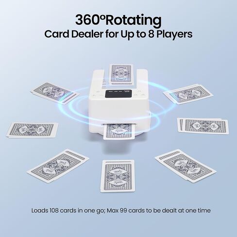Automatic Card Dealer Machine, 360° Rotating 2/1 Deck Poker Card Dealer for Texas Holdem, Blackjack, 1-8 Player, Fast & Accurate Dealing, Stable and Smooth Operation for Home & Entertainment in Saudi Arabia