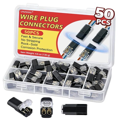 50Pcs Quick Connect Wire Connectors – No Stripping Double Wire Plug in Connector with Locking Buckle, Flame Retardant Lock Strip Connector for LED Strip Lights, DIY, Low-Voltage & Model Kit, 2pin in Saudi Arabia