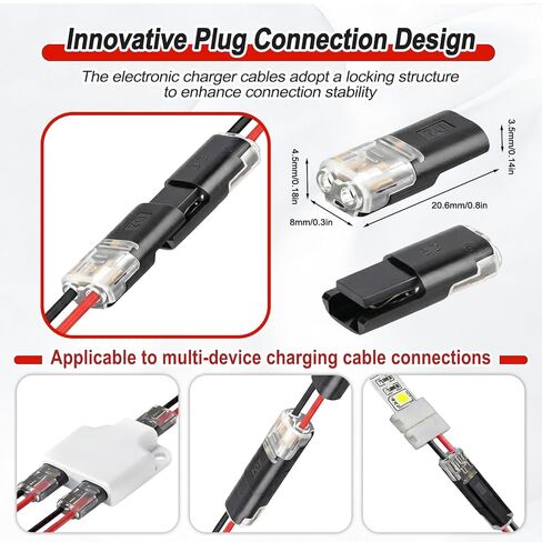 50Pcs Quick Connect Wire Connectors – No Stripping Double Wire Plug in Connector with Locking Buckle, Flame Retardant Lock Strip Connector for LED Strip Lights, DIY, Low-Voltage & Model Kit, 2pin in Saudi Arabia