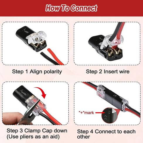 50Pcs Quick Connect Wire Connectors – No Stripping Double Wire Plug in Connector with Locking Buckle, Flame Retardant Lock Strip Connector for LED Strip Lights, DIY, Low-Voltage & Model Kit, 2pin in Saudi Arabia