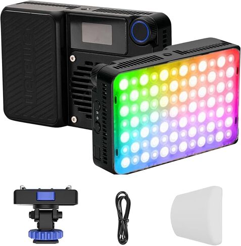 مصباح فيديو Amaran Ace 25c Pocket On-Camera RGBWW LED، وضع تعزيز 25 وات و32 وات، ألوان كاملة CCT 2300-10000K، 1171 Lux@1m(5600K)، بطارية قابلة لإعادة الشحن 4500 مللي أمبير في الساعة مع منشئي شحن سريع PD (فحمي) in Kuwait