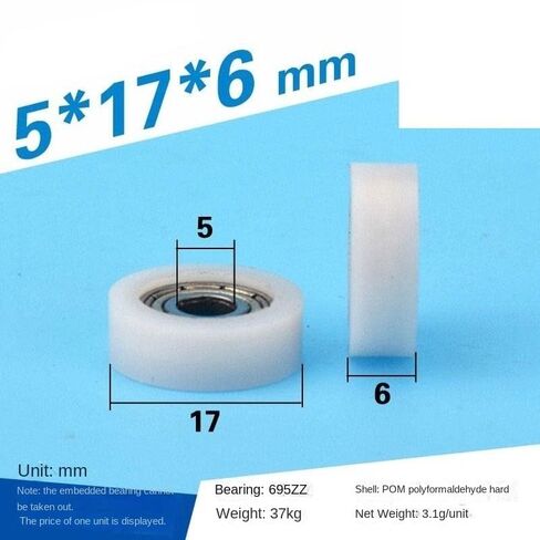 F Type Moving Window Plane Wheel Nylon Glue Deep Groove Ball Injection Plastic Sliding Bearing 5 * 17 * 6mm in Saudi Arabia