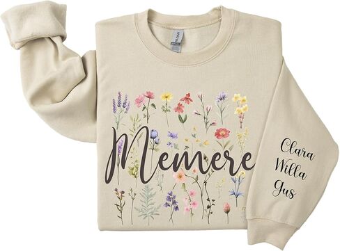 Generic Memere Sweatshirt, Wildflower Memere Shirt, Personalized, Unisex Adult, Women's Adult, Nature/Personalized, Classic, One Size, Crew Neck, Long Sleeve in Saudi Arabia