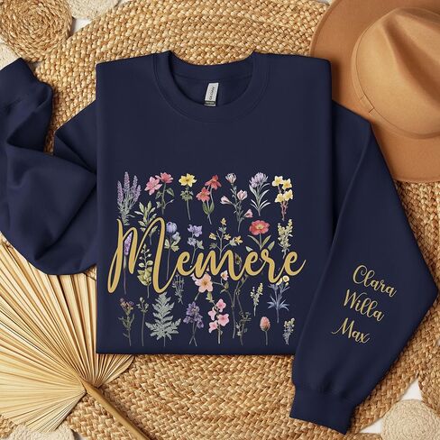 Generic Memere Sweatshirt, Wildflower Memere Shirt, Personalized, Unisex Adult, Women's Adult, Nature/Personalized, Classic, One Size, Crew Neck, Long Sleeve in Saudi Arabia