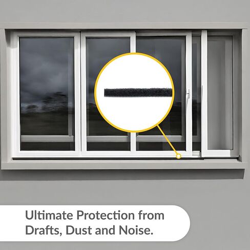 Brixwell High Density Window Pile - 100' Roll, 0.250" Pile Height, Gray, High-Density Weather Stripping for Doors & Windows, Door Seal Strip, Window Weather Seal, Weatherproof Tape in Kuwait