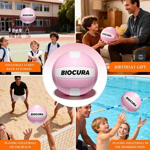 Softy Volleyball, Durable PU Leather,Waterproof Indoor Outdoor Soft Volleyball for Beach Game Gym Training Light Volley Ball Gifts for Youth Beginner,with Pump(Official Size 5) in Saudi Arabia
