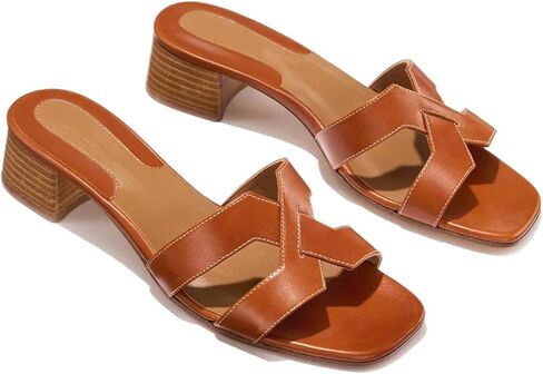 صنادل متقاطعة Strappy للنساء صنادل ذات كعب مكتنز ذات كتلة منخفضة سهلة الارتداء على البغال مربعة مفتوحة من الأمام أحذية مريحة غير رسمية in Kuwait