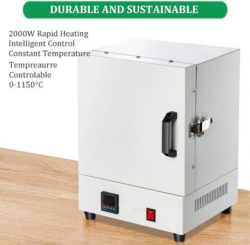 فرن تلبيد كهربائي 2000 وات، درجة حرارة عالية مغلقة 1150 درجة مئوية، فرن سيراميك مختبر لحرق صب المجوهرات، درجة حرارة ثابتة بأربعة جوانب، حجم الموقد: 16x16x13.8 سم in Kuwait