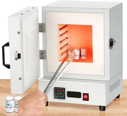 فرن تلبيد كهربائي 2000 وات، درجة حرارة عالية مغلقة 1150 درجة مئوية، فرن سيراميك مختبر لحرق صب المجوهرات، درجة حرارة ثابتة بأربعة جوانب، حجم الموقد: 16x16x13.8 سم in Kuwait