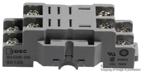 SH2B-05 - Relay Socket, DIN Rail, Screw, 8 Pins, 10 A, 300 V, RH2B Series (Pack of 5) (SH2B-05) in Saudi Arabia