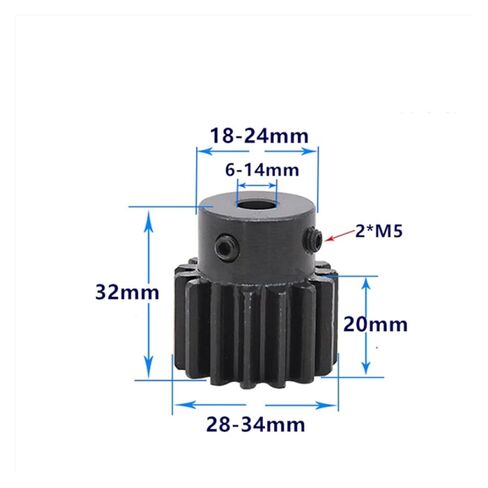 Steel Heavy Duty Motor Pinion Gear Spur Gear Pinion Mod 2 M=2 12T 13T 15T Teeth 45# Steel Positive CNC Rack Transmission Motor Gears 12teeth(6mm-12 Teeth) in Saudi Arabia