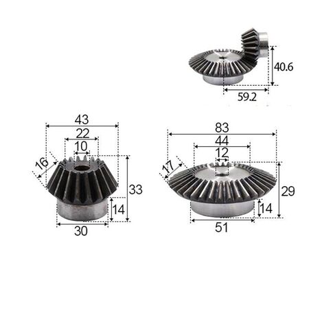 Steel Heavy Duty Motor Pinion Gear 2pcs 1:2 Bevel Gear 2 Modulus 20Teeth Inner Hole 10mm+40Teeth 12mm 90 Degree Drive Commutation Steel Gears Screw M5 in Saudi Arabia