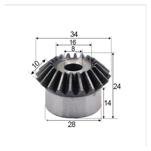 Steel Heavy Duty Motor Pinion Gear 1pc Bevel Gear 2 Mod 16Teeth 2M 16T with Process Hole 8mm 90 Degree Drive Commutation Steel Gears with Screw in Saudi Arabia