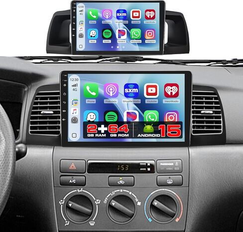 Hikity 8 Core 6+128GB Wireless Apple Carplay لراديو Toyota Corolla Android 2006-2013، شاشة لمس 9 بوصة كورولا ستيريو، Android Auto، 32EQ DSP، بلوتوث 5.0، ملاحة GPS، WiFi، SWC، كاميرا احتياطية in Kuwait