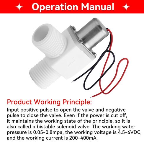 Plastic Electric Pulse Solenoid Valve, 4.5‑6VDC 1/2 Inch Water Control Valve Accessory for Automatic Switch Control in Water Purification Equipment in Saudi Arabia