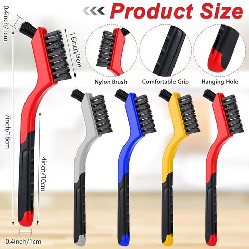Reallnaive 80 Pcs Nylon Cleaning Brushes Bulk 7 Inch Small Brushes for Deep Cleaning Small Parts Rust Dirt Paint Scrubbing, Removal Surface in Hole(4 Colors) in Saudi Arabia