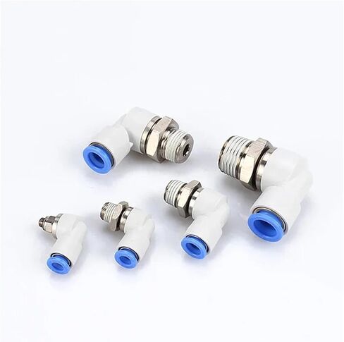 Pneumatic Rotary Connectors Bend Through Swivel Fitting 360° Rotation Male Thread M5 1/4 1/2 Hose Joint 6/8/10mm Elbow Connector 1Pcs(10-04) in Kuwait
