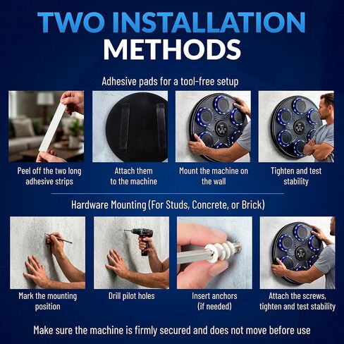 Music Boxing Machine for adults and kids, Interactive Punching Trainer with Boxing Gloves | Bluetooth Smart Boxing Training Machine with 9 Modes & 9 Speeds | Large Size Wall for Home, Office, and Gym in Saudi Arabia