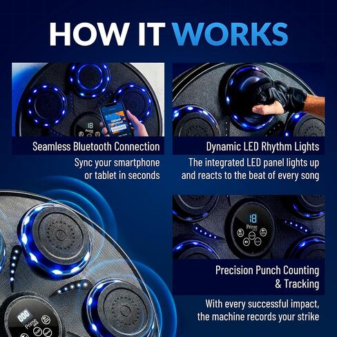 Music Boxing Machine for adults and kids, Interactive Punching Trainer with Boxing Gloves | Bluetooth Smart Boxing Training Machine with 9 Modes & 9 Speeds | Large Size Wall for Home, Office, and Gym in Saudi Arabia