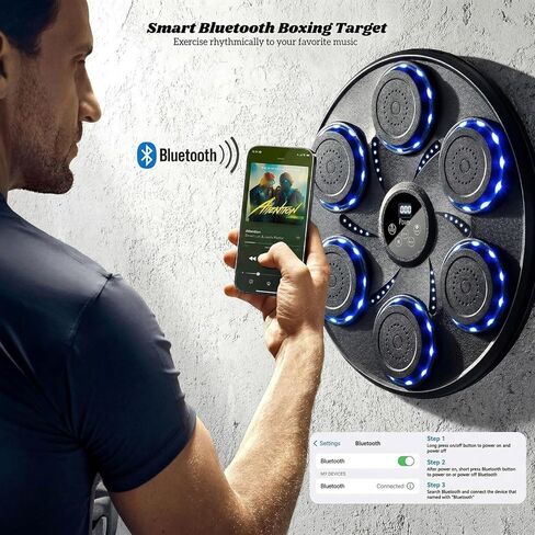 Music Boxing Machine for adults and kids, Interactive Punching Trainer with Boxing Gloves | Bluetooth Smart Boxing Training Machine with 9 Modes & 9 Speeds | Large Size Wall for Home, Office, and Gym in Saudi Arabia