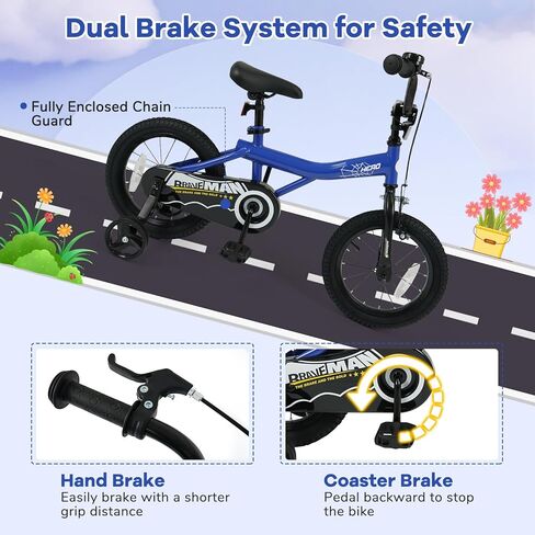 BABY JOY Kids Bike for 3-8 Years Old, 12/14/16/18-Inch Children Bicycle w/Training Wheels, Adjustable Seat, Handbrake & Coaster Brake, Reflectors and Bell, Boys Girls Bike in Saudi Arabia