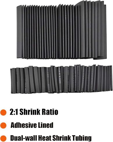 127pcs Heat Shrink Tubing Kit 7 Sizes Heat Shrink Sleeving Black Durable Shrink Wrap Tubing in Saudi Arabia