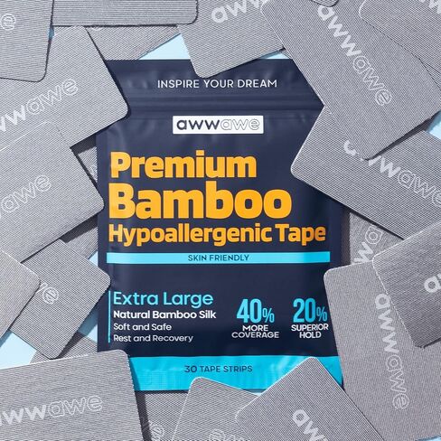 شريط خيزران كبير جدًا (30 قطعة) - حرير ممتاز، لاصق قوي، مسامي، إزالة بدون ألم، خالي من اللاتكس، لطيف على الجلد in Kuwait