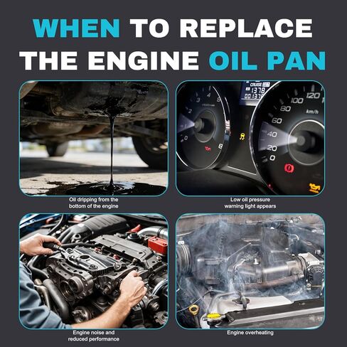 Engine Oil Pan Sump with Drain Plug and Gasket, 11110-6RC1B 111106RC1B Engine Oil Pan Gasket Set Compatible with Nissan Rogue 2023-2024 1.5 Engine in Saudi Arabia