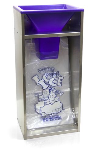 باجر ثلج بوزن 8 رطل - 10 رطل، حامل حشو أكياس الثلج، باجر ثلج لآلة صنع الثلج، مثالي لأكياس الثلج بوزن 8 رطل - 10 رطل على الويكيت البلاستيكي أو المعدني - مصمم للاستخدام في المتاجر الصغيرة والاستخدام التجاري - من Interplas in Kuwait